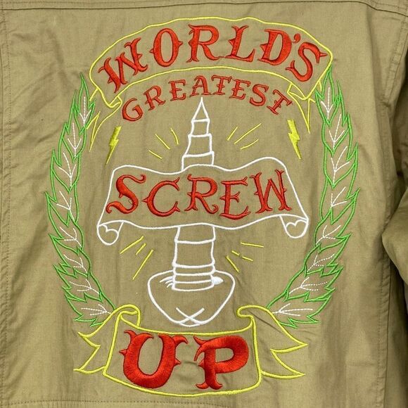 UNIF World Greatest Screw Up Collared Convertible Graphic Trench Coat Parka Y2K - Picture 11 of 16